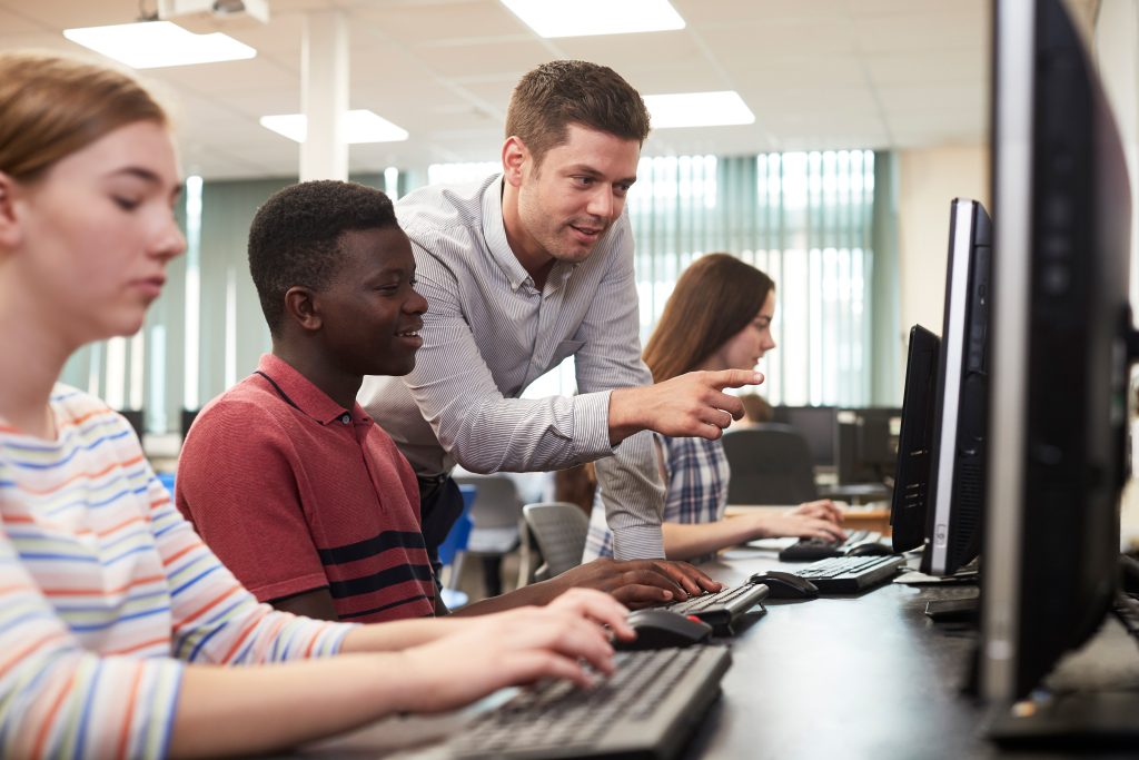 Leraar en leerling middelbare school